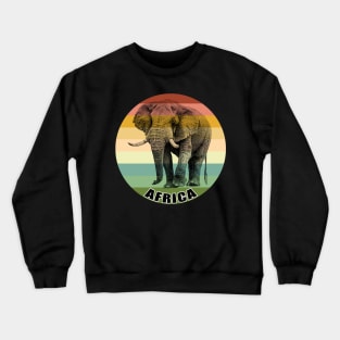 Majestic Bull Elephant on Vintage Retro Africa Sunset Crewneck Sweatshirt